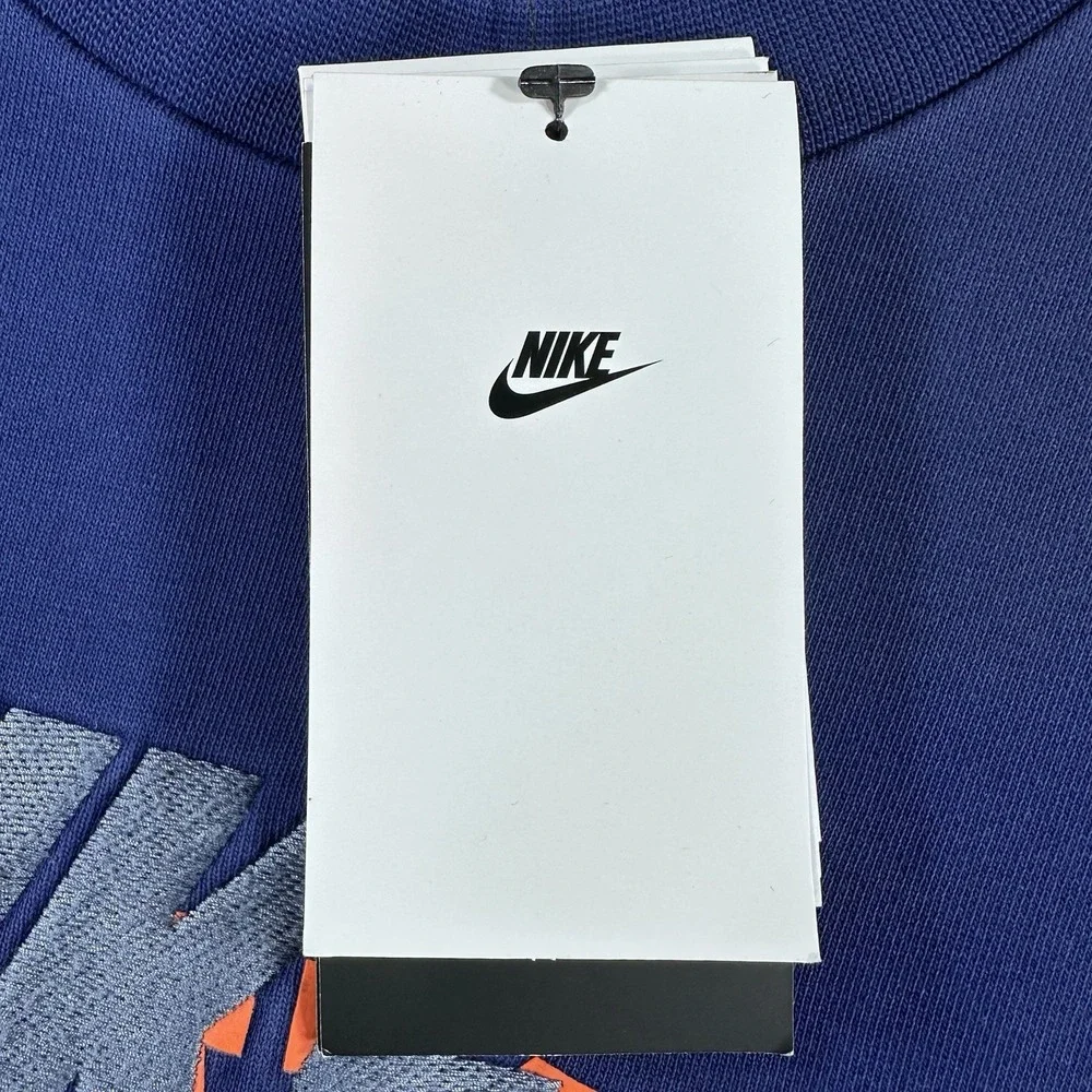 Nike Air NYC Fleece Crew Blue Orange White Men's Sz XL (HQ1101 492)
